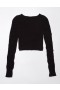  Aerie Cropped Ballet Wrap Cardigan Black