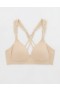 Aerie Sunnie Trådløs lett fôret Bloom Blonde Strap BH Hvit