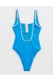  Aerie Wide Rib Henley One Piece Badedrakter Blå