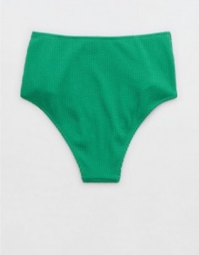  Aerie Crinkle Frekke bikiniunderdeler med høy midje Grønn