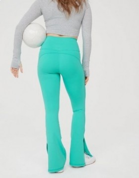  Aerie OFFLINE By The Hugger Leggings med delt hemcut turkis