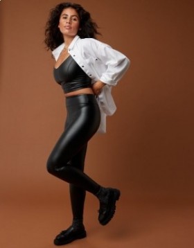  Aerie OFFLINE By Real Luxe Faux Leather Leggings Svart