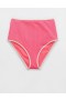 Aerie Szerokie żebrowane majtki bikini z wysokim stanem Koralowo-pomarańczowe