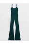  Aerie OFFLINE By Real Me Xtra Flare Jumpsuit Głęboka zieleń