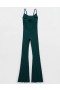  Aerie OFFLINE By Real Me Xtra Flare Jumpsuit Głęboka zieleń