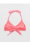  Aerie Crinkle Halter Voop Bikini Top Koralowy Pomarańczowy