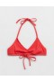  Aerie Crinkle Halter Voop Bikini Top Czerwony