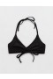  Aerie Crinkle Halter Voop Bikini Top Czarny