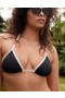  Aerie Wide Rib String Triangle Bikini Top Czarny