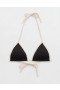  Aerie Wide Rib String Triangle Bikini Top Czarny