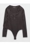  Aerie Długi Rękaw Henley Body Szary