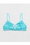  Aerie Shine Crinkle Lace Up Scoop Bikini Top Niebieski