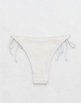  Aerie Crinkle Cheekiest Tie Bikini Bottoms Biały