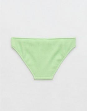  Aerie Crinkle Full Coverage Bikini Bottoms Zielony