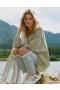  Hanorac oversized Big Hug Waffle Aerie, cu decolteu în V, verde oliv