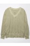  Hanorac oversized Big Hug Waffle Aerie, cu decolteu în V, verde oliv