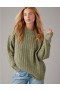  Aerie Whoa So Cozy Waflový pulóver Olive Green