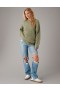  Aerie Whoa So Cozy Waflový pulóver Olive Green