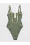  Aerie Wide Rib Jednodielne plavky Henley Olive Green