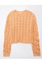  Aerie Cropped Cable-Knit sveter oranžový