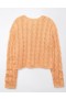  Aerie Cropped Cable-Knit sveter oranžový