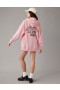  Ružová mikina s kapucňou Aerie Mean Oversized na zips Svetloružová