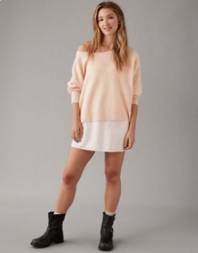  Aerie Whoa So Soft Ballet-Neck Pullover Ružový