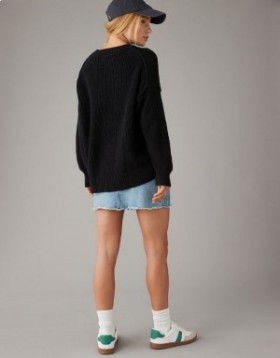  Sveter Aerie Long Weekend Crewneck Black