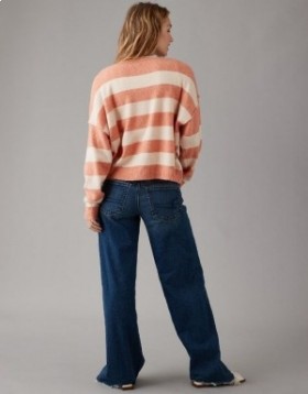  Aerie Whoa So Soft Balet-Neck Pullover Coral