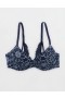  Aerie Sunnie Demi 푸쉬업 블룸 레이스 크로스 다이 브라 네이비