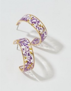  Aerie Flower Resin Hoop Jewelry 보라색