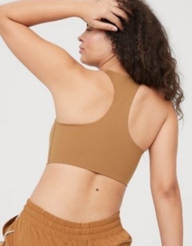  Aerie OFFLINE By Real Me Hold Up! 레이서백 스포츠 브라 베이지