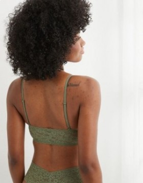  Aerie Show Off 빈티지 레이스 Wirelesslette 브라 올리브 그린