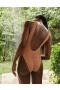Aerie Shine Crinkle Birthday Scoop Jednodijelni kupaći kostimi bež boje