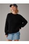  Aerie dugi crni pulover s okruglim izrezom za vikend