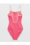  Aerie Wide Rib Scoop One Piece Baddräkter Coral Orange