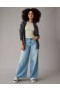  Aerie Oversized Washed Zip-Up Hoodie Svart