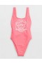  Aerie Blow Pop Födelsedag Scoop One Piece Baddräkter Coral Orange