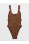  Aerie Crinkle Birthday Scoop One Piece Baddräkter Mörkbrun
