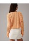 Aerie Cropped Cable Knit Sweater Orange