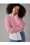  Aerie Cropped Cable Knit Sweater Ljusrosa
