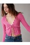 Aerie virkad kofta med slips framtill Rosa