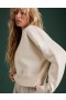  Aerie 77 Premium cropped fleece tröjor med rund hals Beige