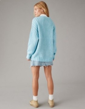  Aerie Whoa So Mysig Våffeltröja Blå