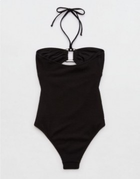  Aerie Crinkle Bandeau One Piece Baddräkter Svart
