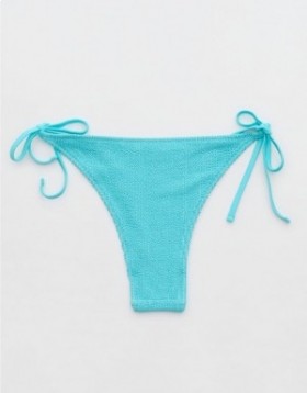  Aerie Shine Crinkle Cheekiest Tie Bikinitromlar Blå