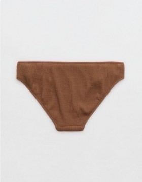  Aerie Crinkle Heltäckande bikiniunderdel mörkbrun
