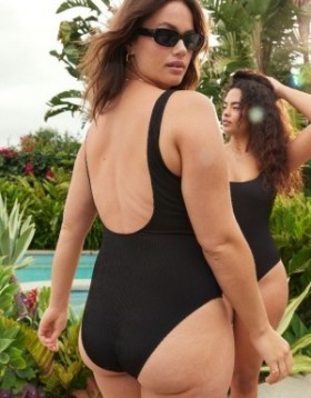  Aerie Crinkle Wide Strap Scoop One Piece Baddräkter Svart