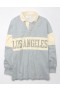  Aerie Büyük Boy Los Angeles Polo Polar Sweatshirt Gri