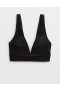  Aerie Plunge Uzun Üçgen Bikini Üstü Siyah